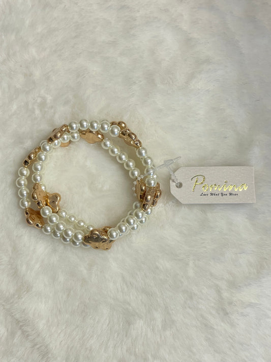 Triple-Strand Faux Pearl Bracelet