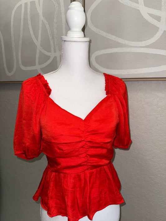 Red Peplum Blouse
