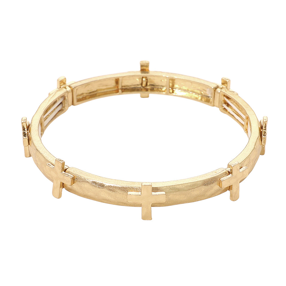 Gold cross stretch bracelet