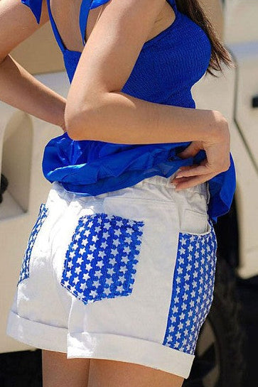 White with Blue Stars Shorts
