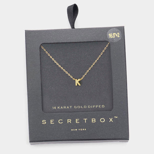 Gold dipped initial K necklace