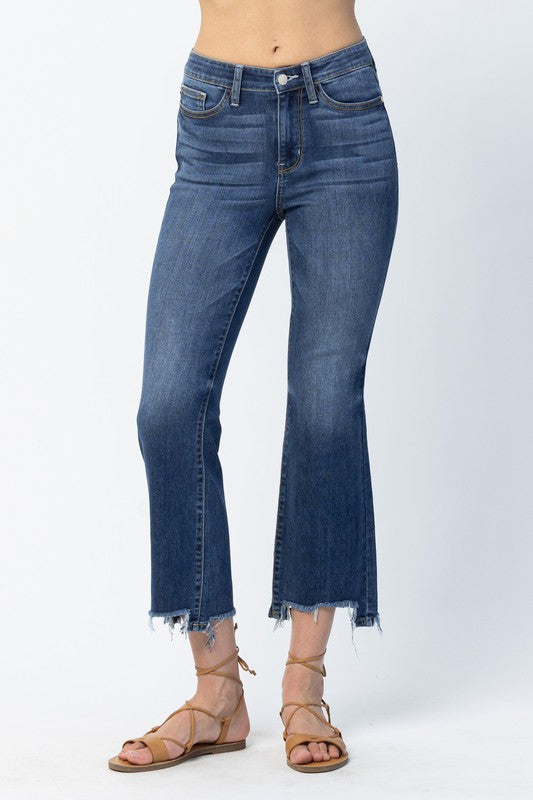 Judy Blue Mid Rise Cropped Boot Cut Jeans
