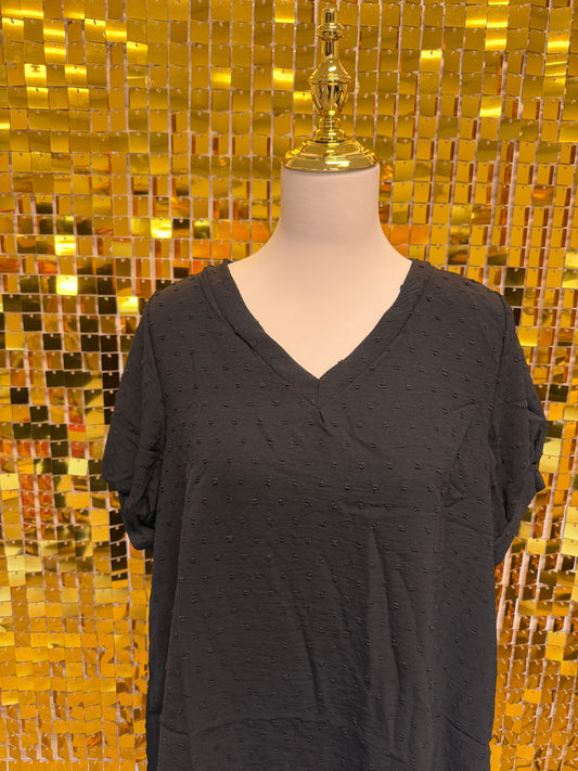 Black Swiss dot blouse