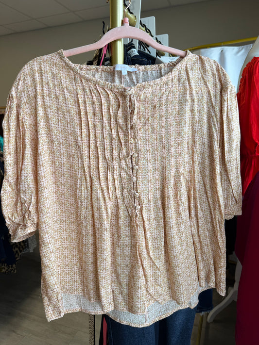 Tan button up top