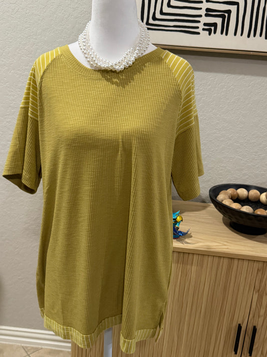 Dark yellow shirt with stripe details