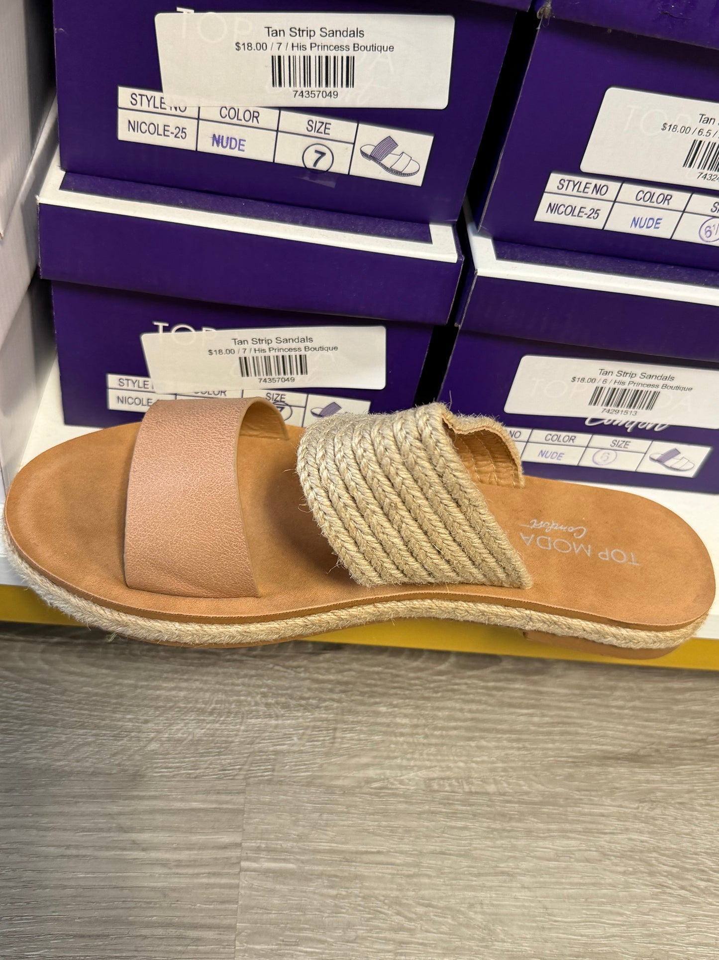 Tan Strip Sandals