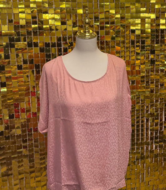 Umgee Mauve Pink Satin Leopard Top
