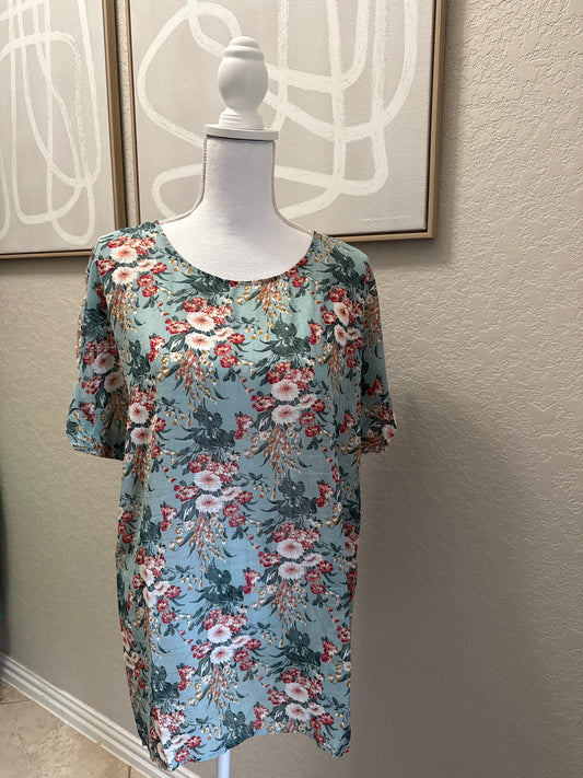 Umgee Mint Floral Blouse