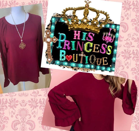 Burgundy long sleeve blouse
