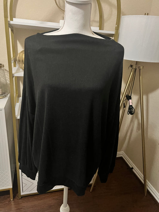 Black boat neck blouse plus size