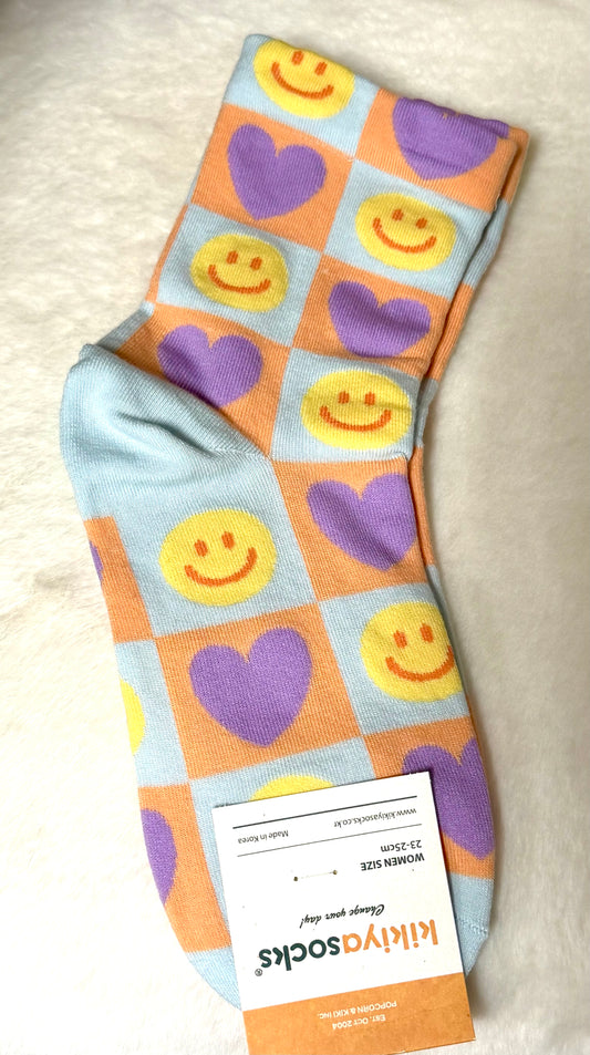 Happy Face with Hearts Socks