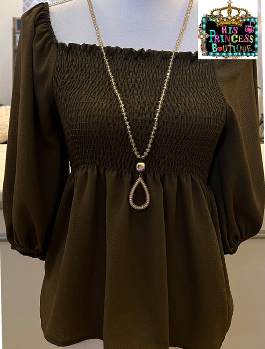 Fall Dark Olive Blouse