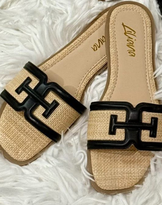 Tan & Black Sandals
