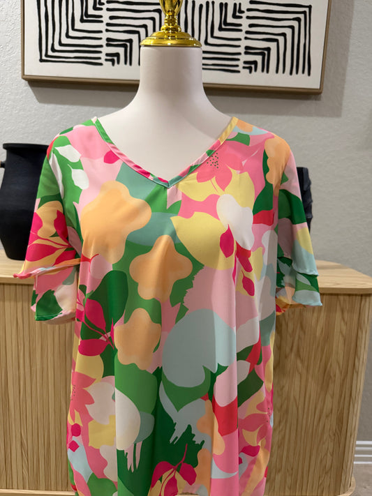 Green floral top
