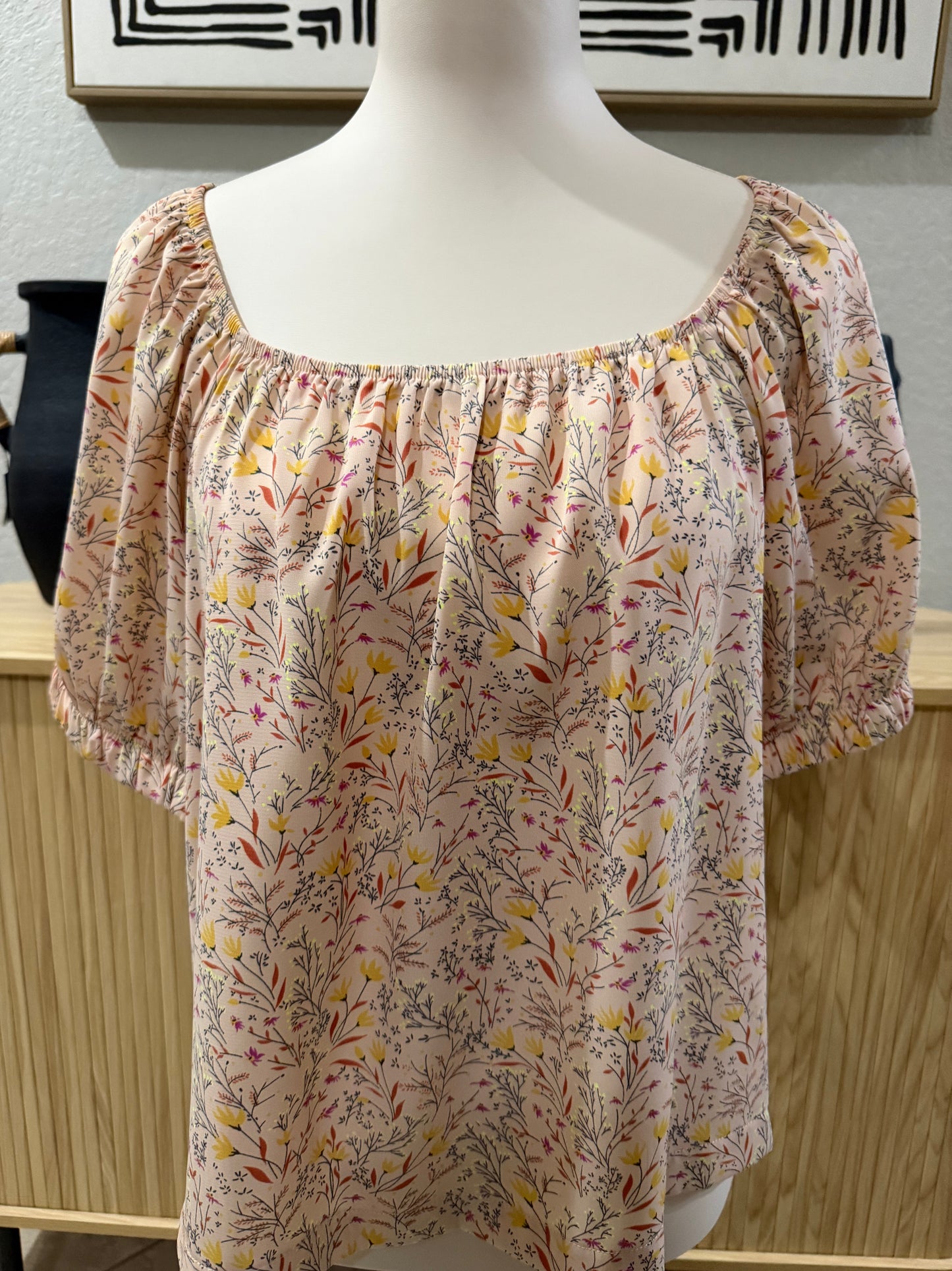Peach Floral Tie Back Top