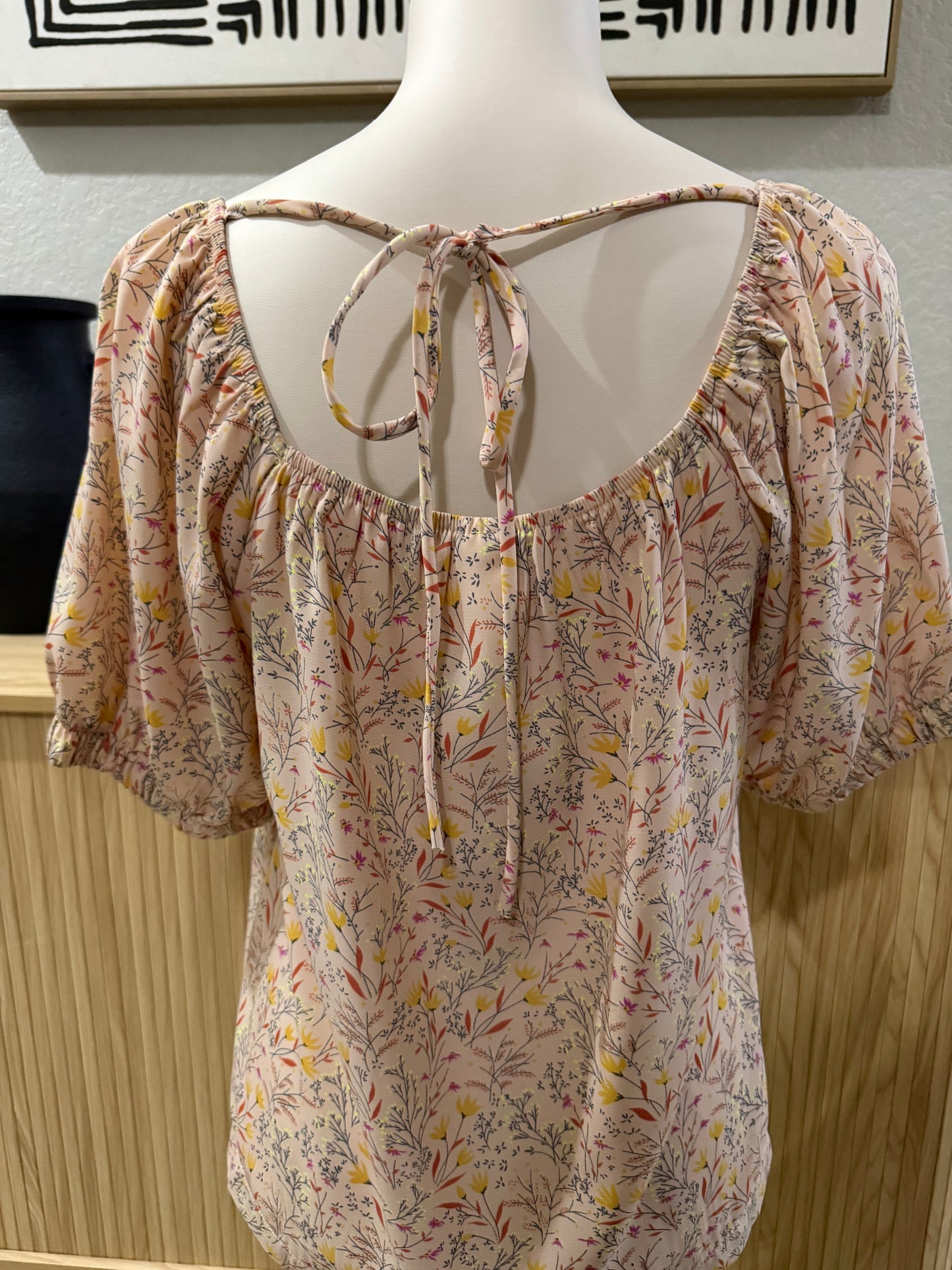 Peach Floral Tie Back Top
