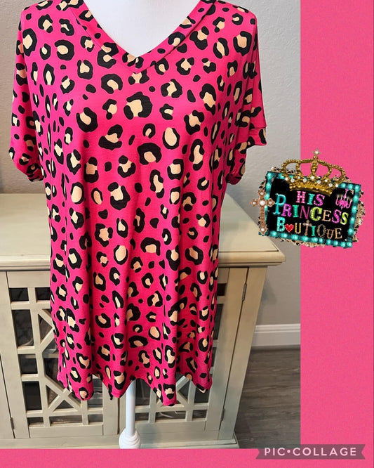 Pink Leopard Curvy Top