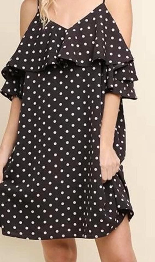Black with white polka dot dress