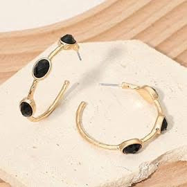Black and Gold Hoop Earrings
