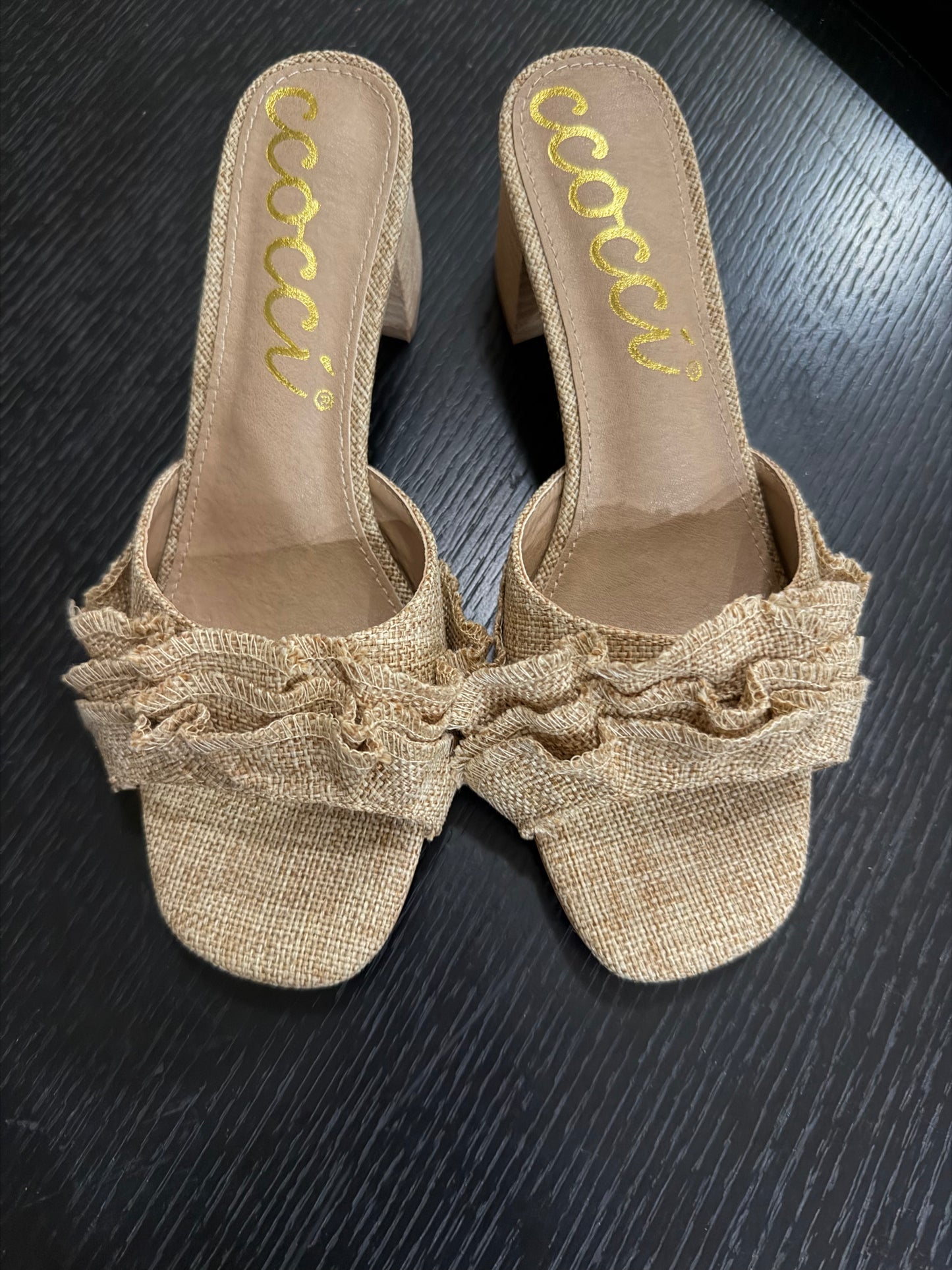 Caramel Ruffle Linen shoes