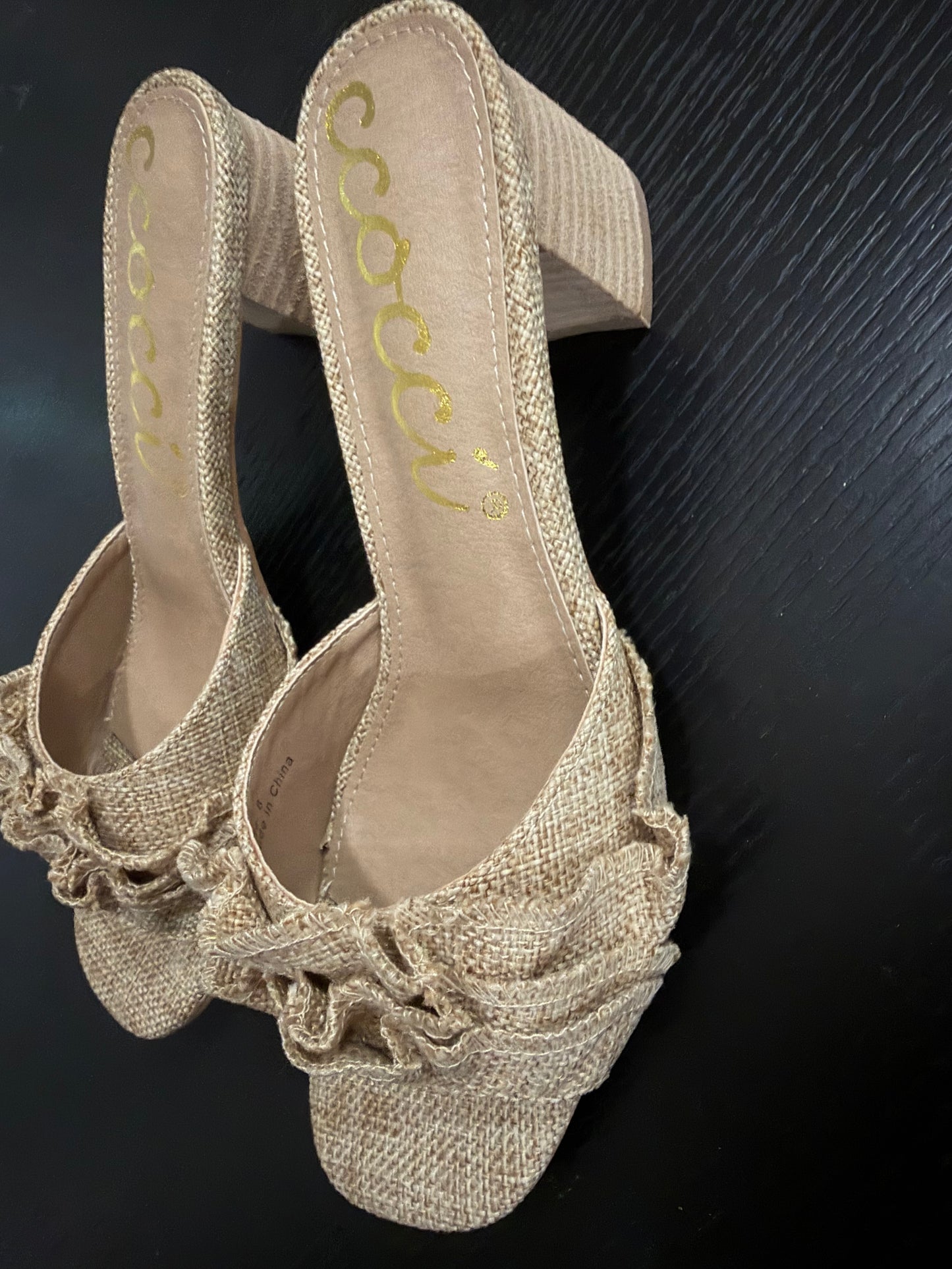 Caramel Ruffle Linen shoes