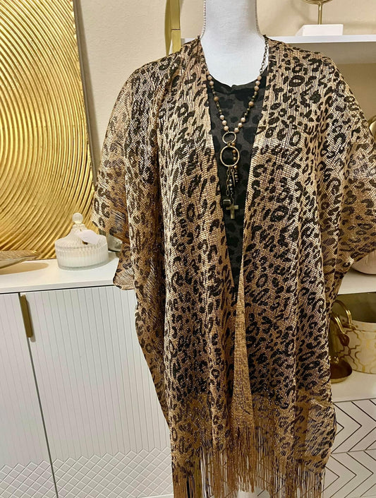 Sparkly leopard kimono