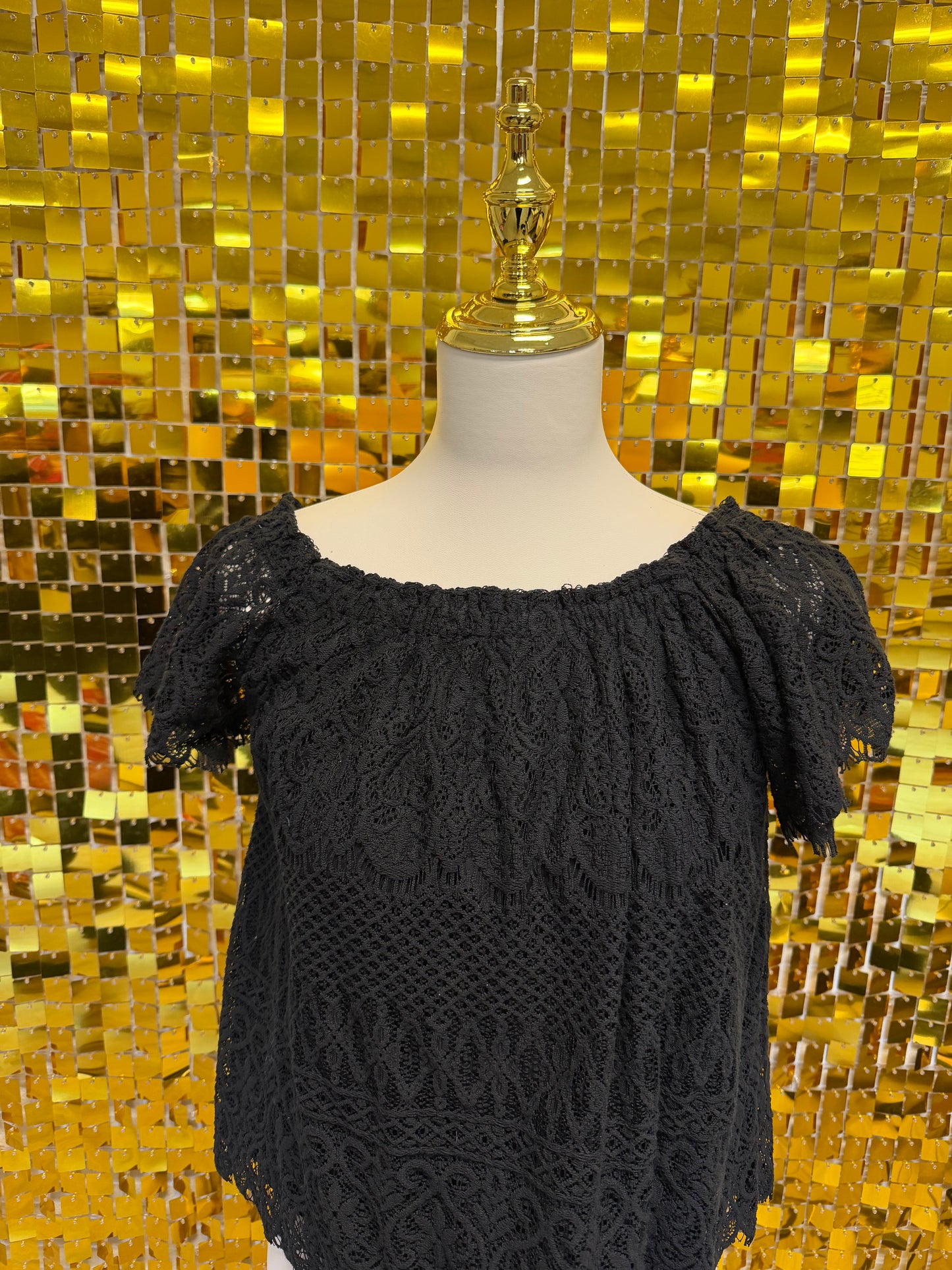 Black off shoulder lace blouse