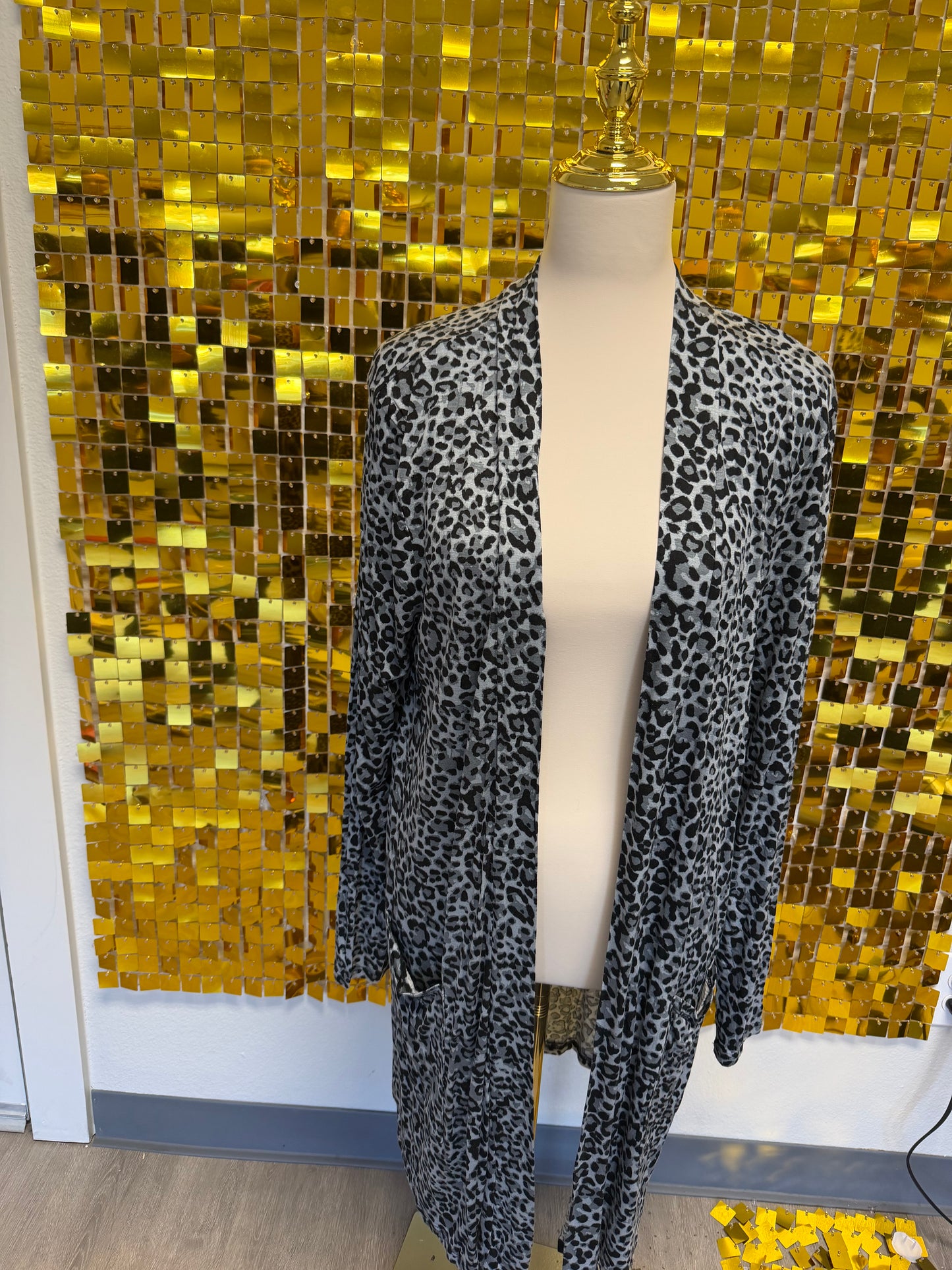 Black and Gray Leopard Cardigan