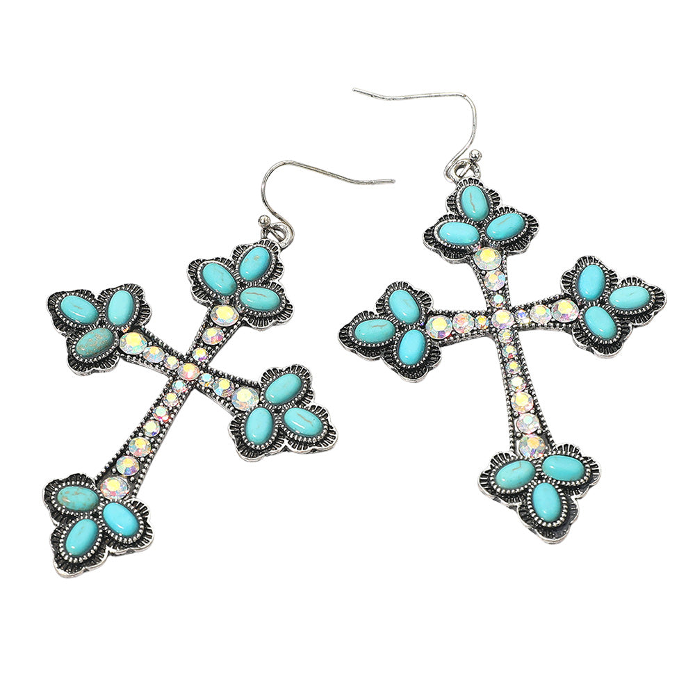 Embellished Cross Earrings