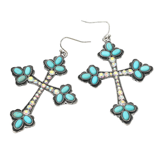 Embellished Cross Earrings