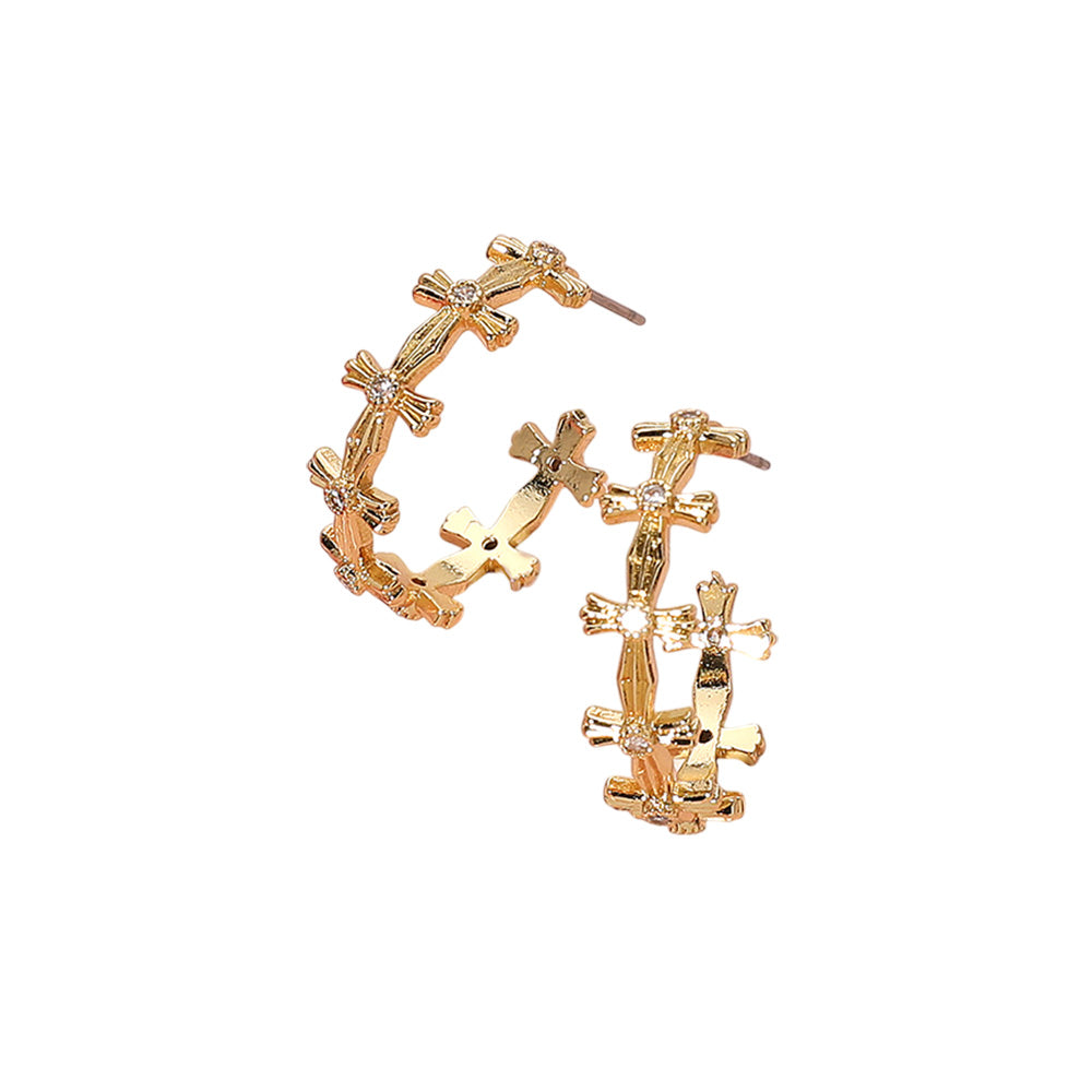 Cross hoop earrings