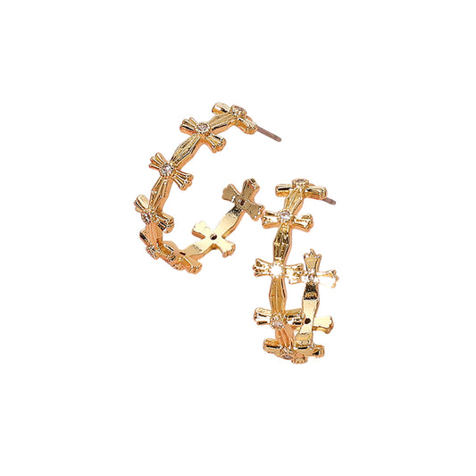 Cross hoop earrings