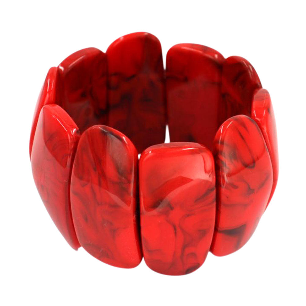 Red Wide Marbled Stretch Bracelet