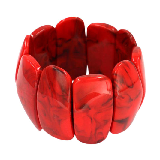Red Wide Marbled Stretch Bracelet