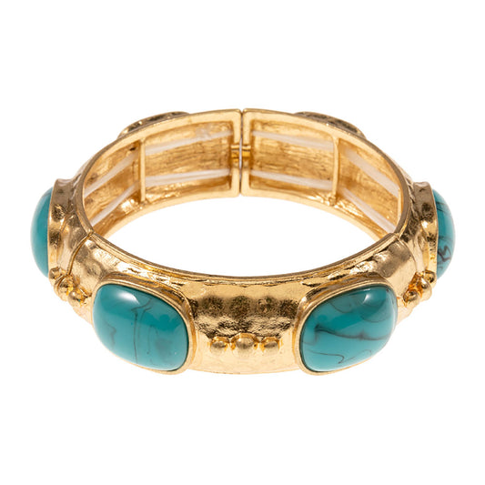 Faux Turquoise and gold stretch bracelet