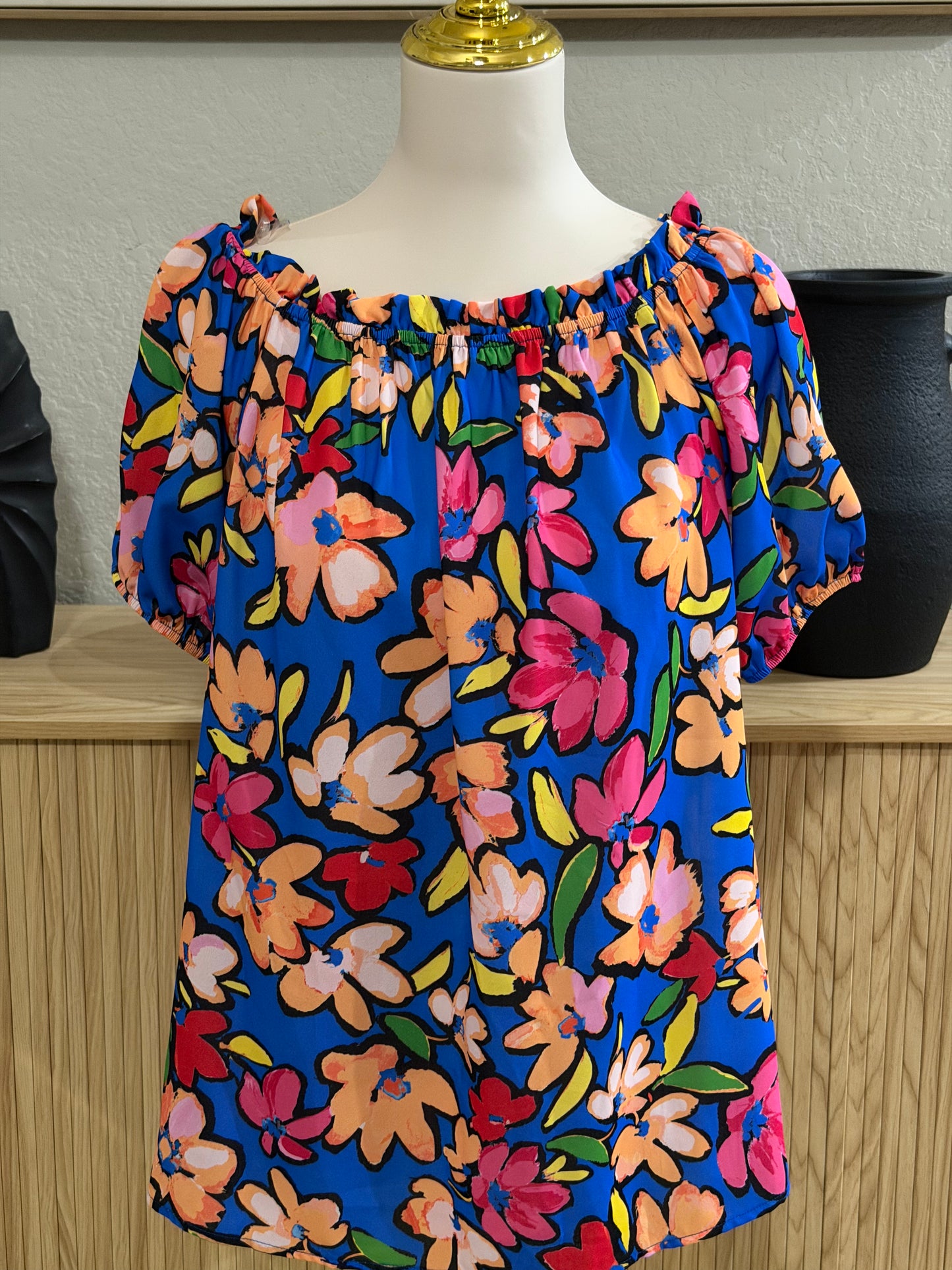 Summer Blue floral blouse