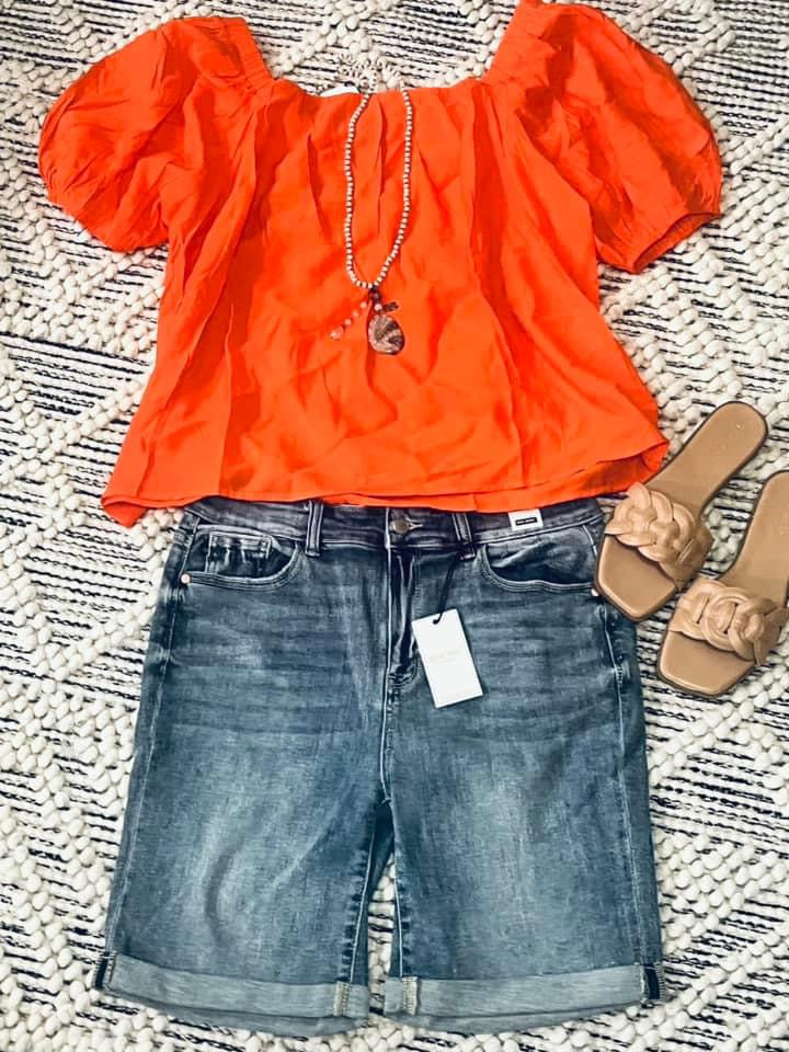 Cute Orange Red Blouse