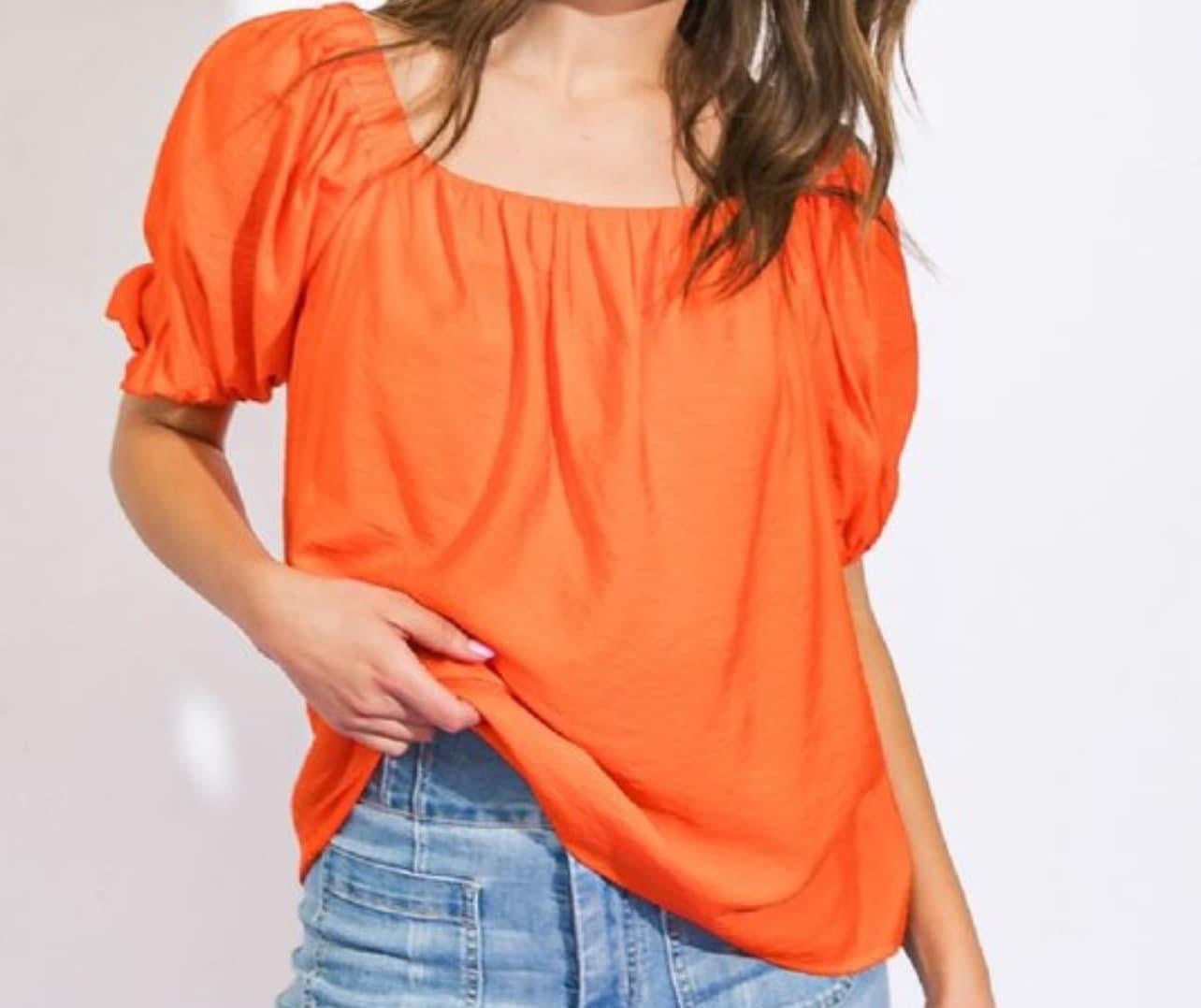 Cute Orange Red Blouse