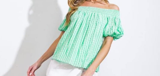 Off Shoulder Light Green Blouse