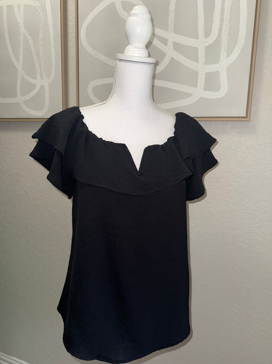 Black Ruffle v off Shoulder Blouse