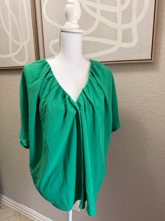 V-Neck Dolman Green Blouse