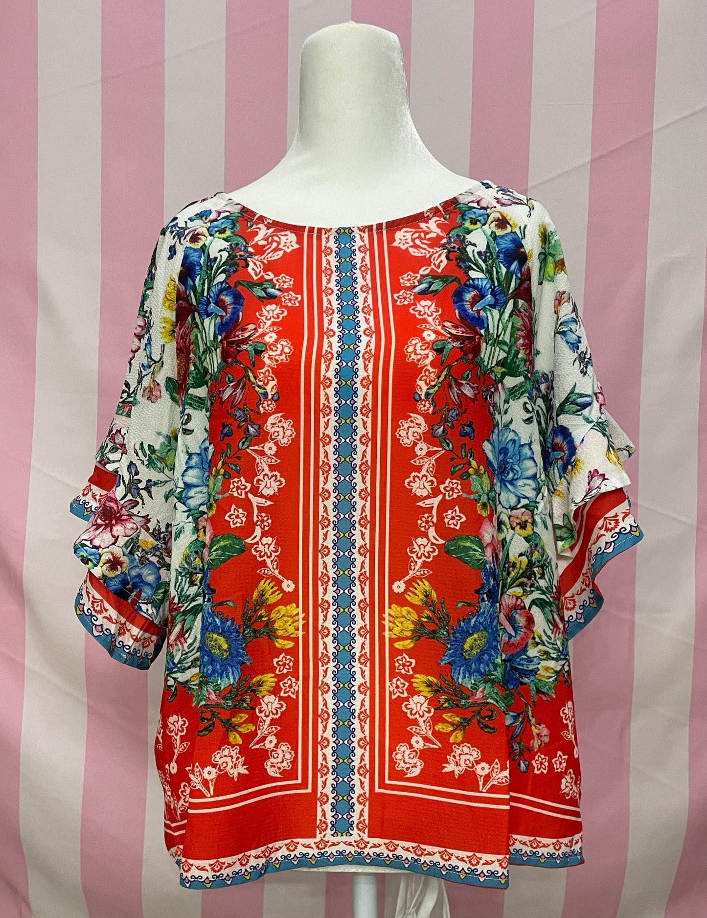 Colorful flowy sleeved floral bloused