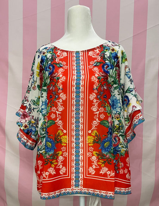 Colorful flowy sleeved floral bloused