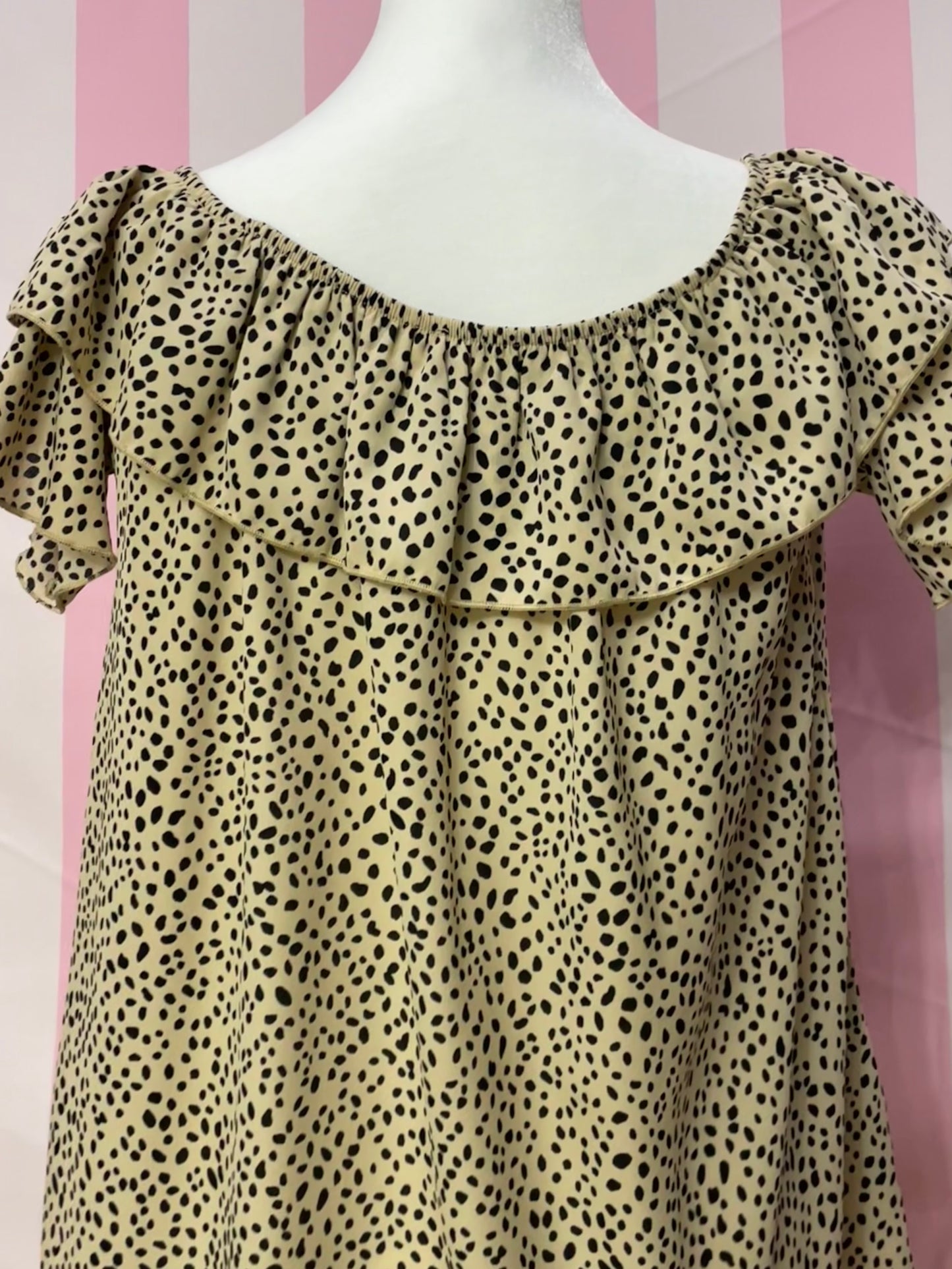 Scoop necked animal print blouse with floral embroidery